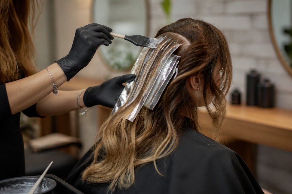 Dimensional balayage hair colour with softly blended highlights