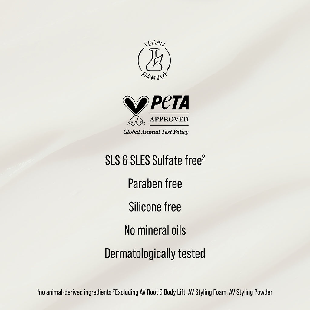 Product label with PETA approval and skincare ingredient information on a white background