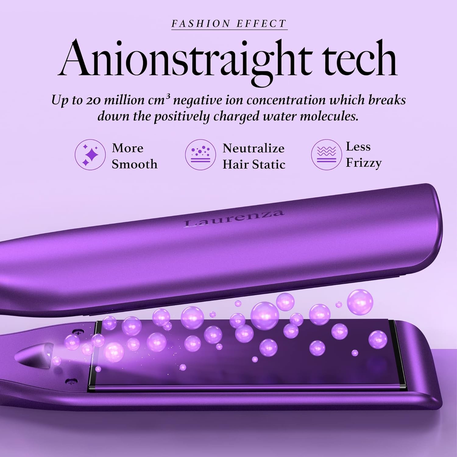 2-In-1 Hair Straightener & Curler, 2 Inch Plate, 8.5" Extra-Large Ceramic Iron with 20M Anions (Purple)