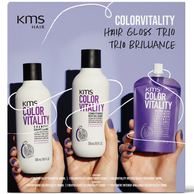 KMS Colorvitality hair care product set packaging on a white background