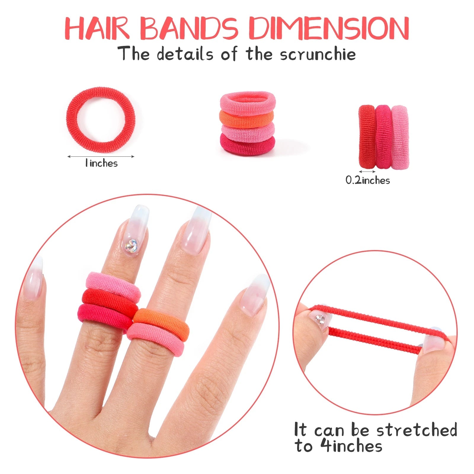 20/50 Pcs Kids Elastic Hair Bands – Sweet Scrunchie Rubber Bands - Hair Care