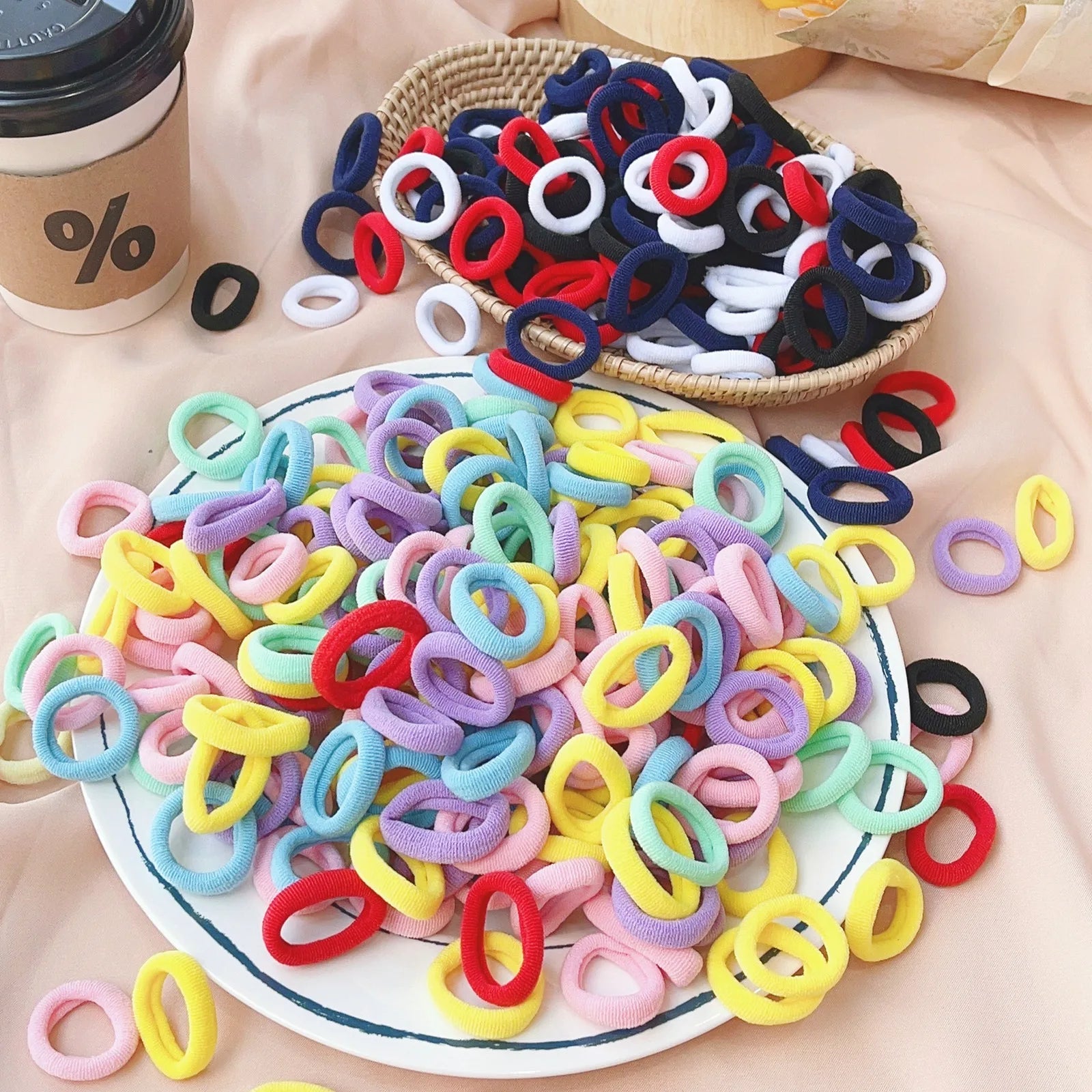 20/50 Pcs Kids Elastic Hair Bands – Sweet Scrunchie Rubber Bands - Hair Care