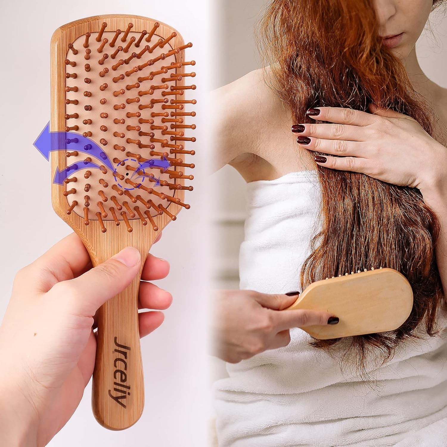 3 - Piece Bamboo Hair Brush Set – Eco - Friendly Wooden Detangling Brushes for All Hair Types - Hair Care