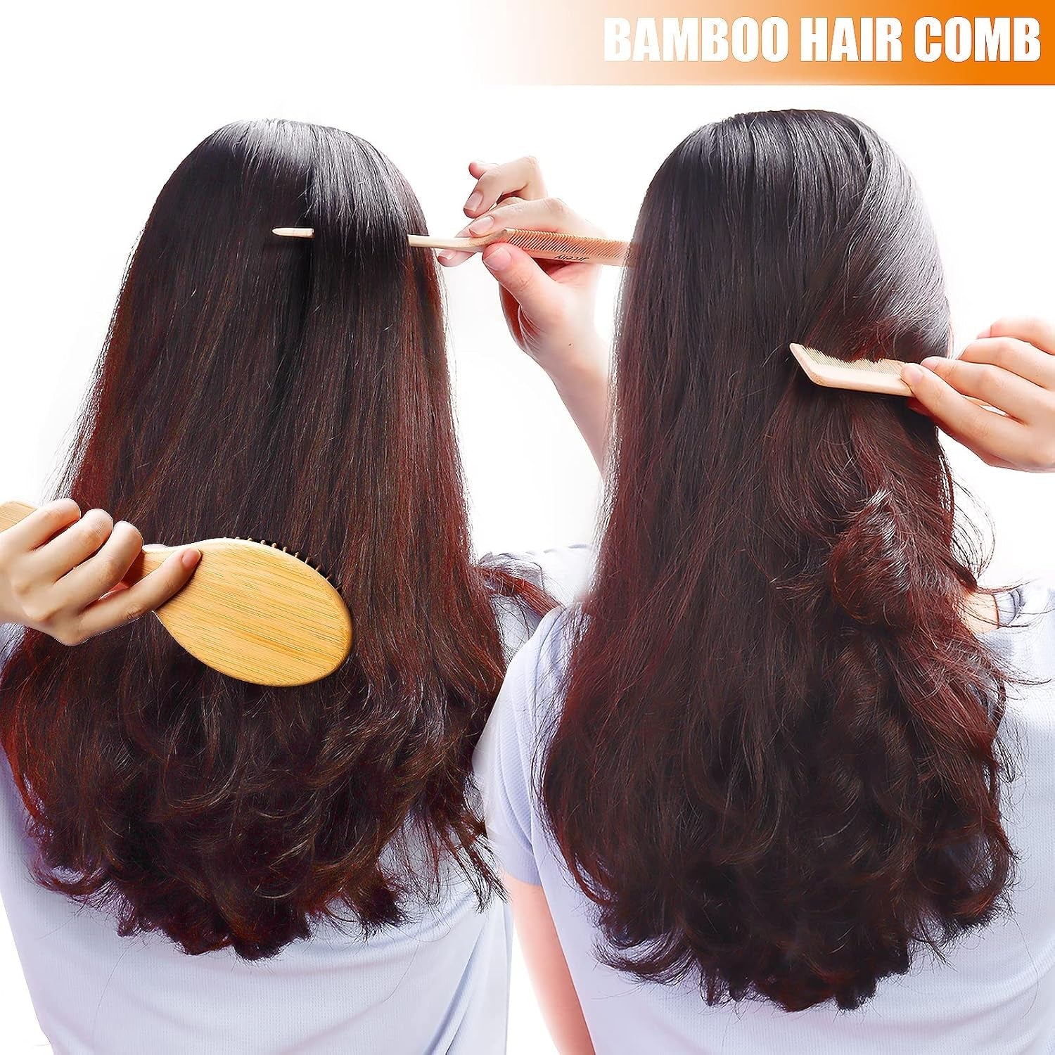 3 - Piece Bamboo Hair Brush Set – Eco - Friendly Wooden Detangling Brushes for All Hair Types - Hair Care