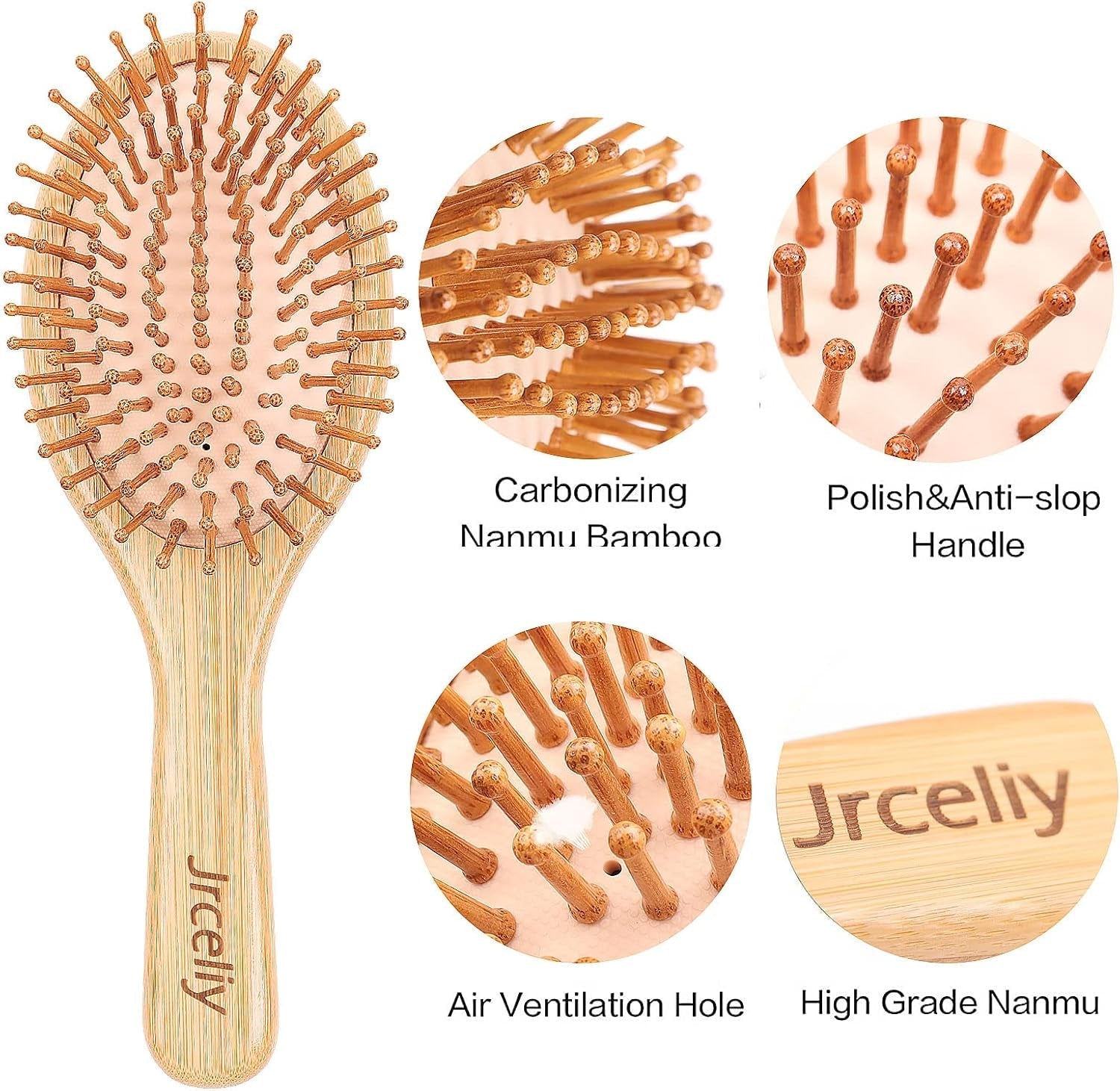 3 - Piece Bamboo Hair Brush Set – Eco - Friendly Wooden Detangling Brushes for All Hair Types - Hair Care
