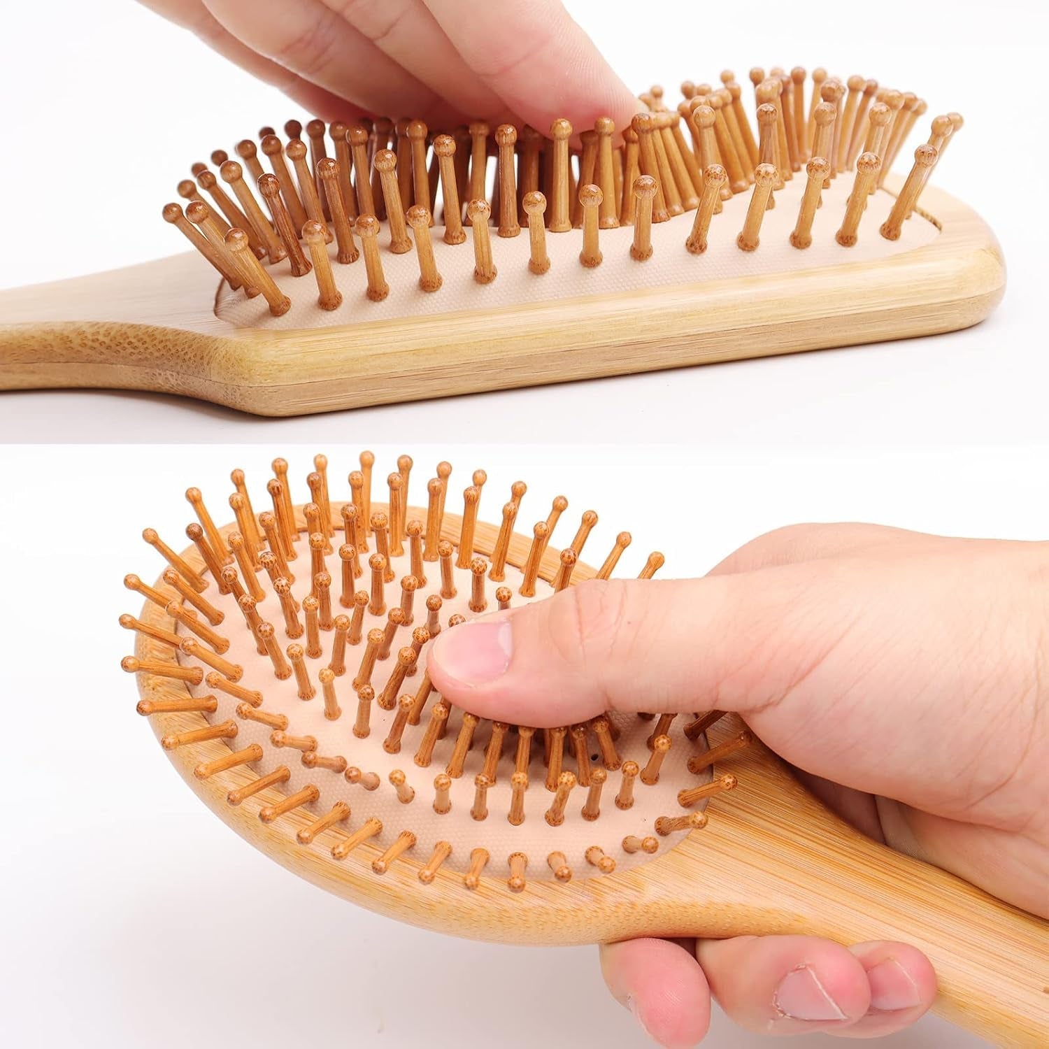 3 - Piece Bamboo Hair Brush Set – Eco - Friendly Wooden Detangling Brushes for All Hair Types - Hair Care