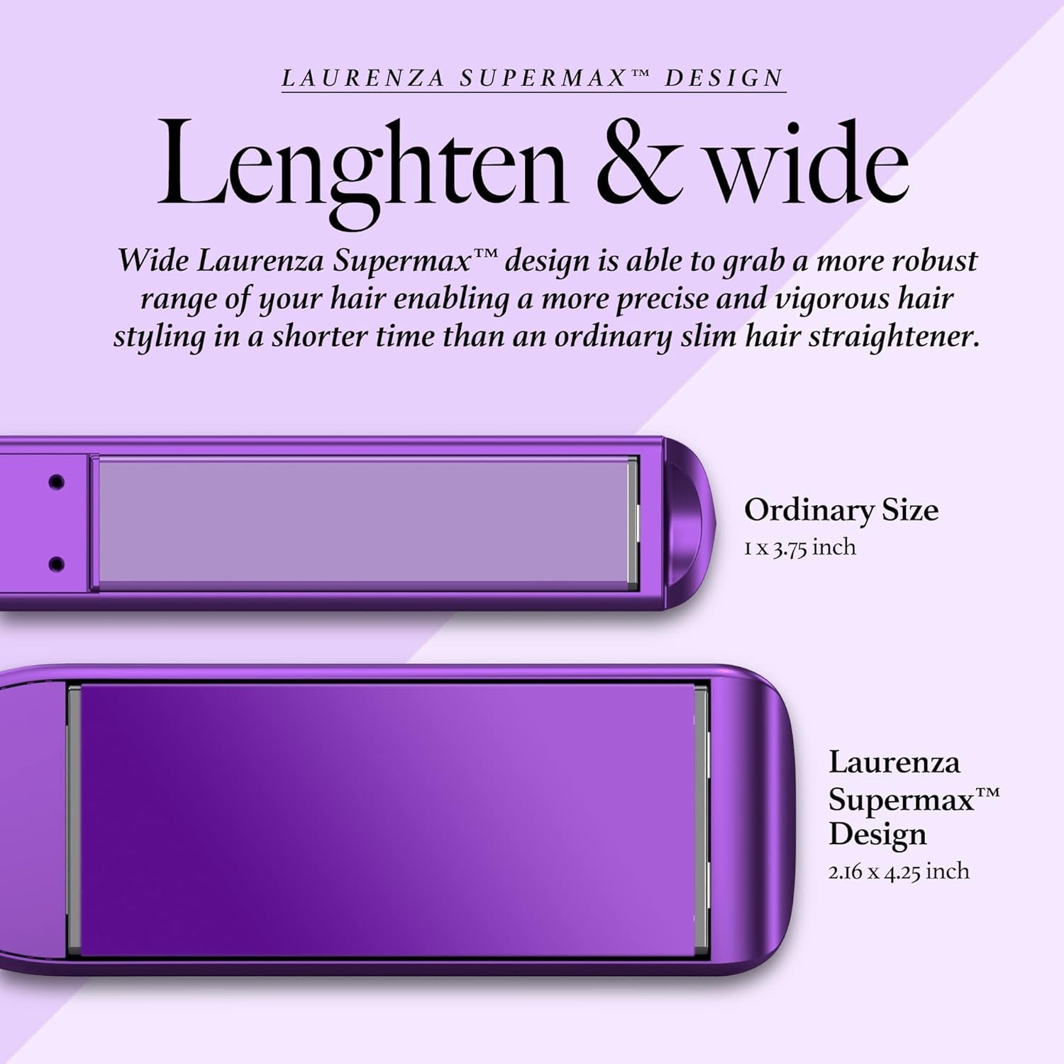 2-In-1 Hair Straightener & Curler, 2 Inch Plate, 8.5" Extra-Large Ceramic Iron with 20M Anions (Purple)