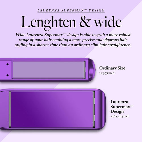 2-In-1 Hair Straightener & Curler, 2 Inch Plate, 8.5" Extra-Large Ceramic Iron with 20M Anions (Purple)