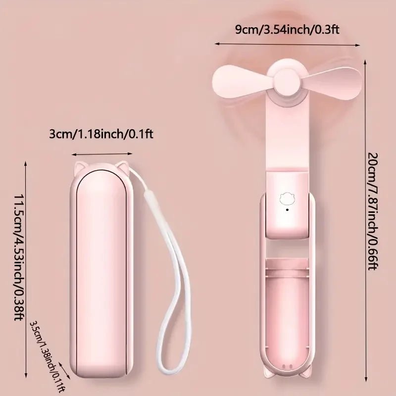 Portable Mini Fan – USB Rechargeable & Foldable - Hair Care