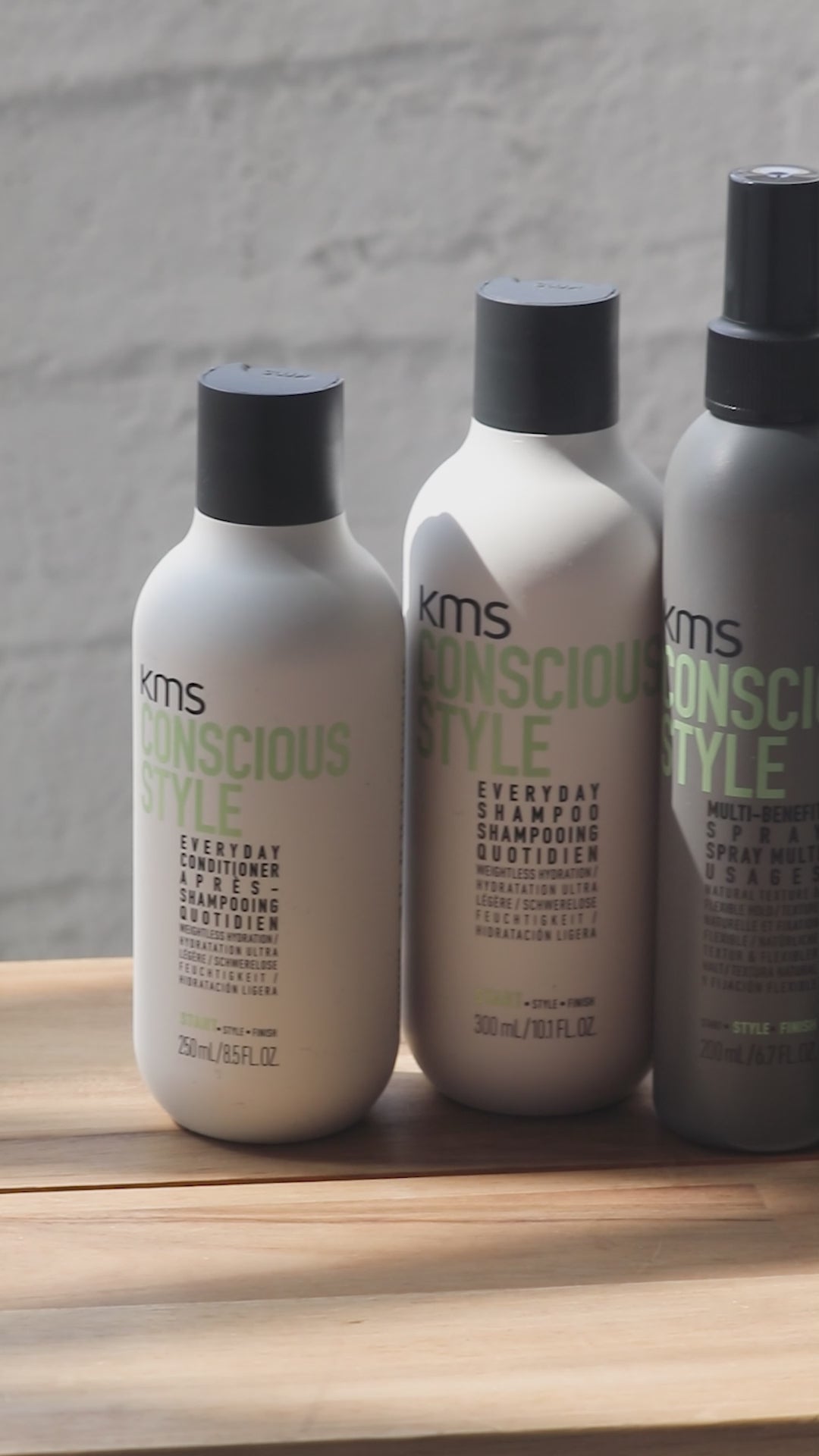 KMS styling range — volume, frizz control, heat protection