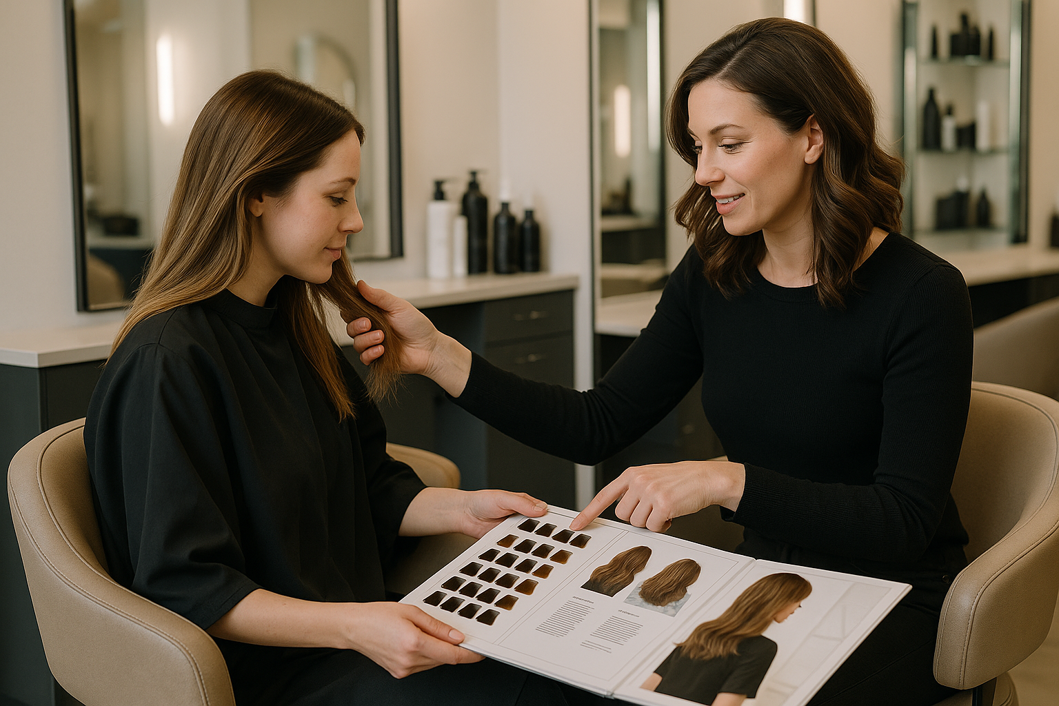 Professional hair consultation to discuss your goals, hair type, and service recommendations.